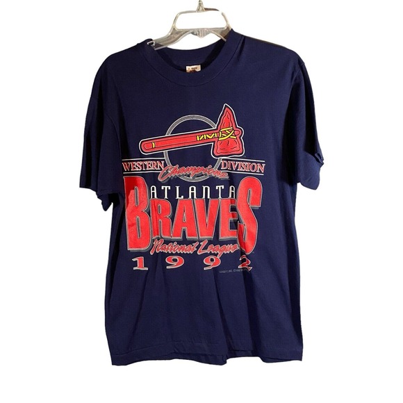 MLB‎ Atlanta Braves 1992 Western Division Champions Shirt Medium Vintage NWT - Picture 1 of 4